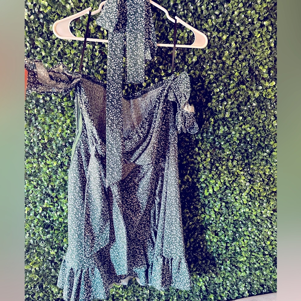 Green Floral Off Shoulder Dress